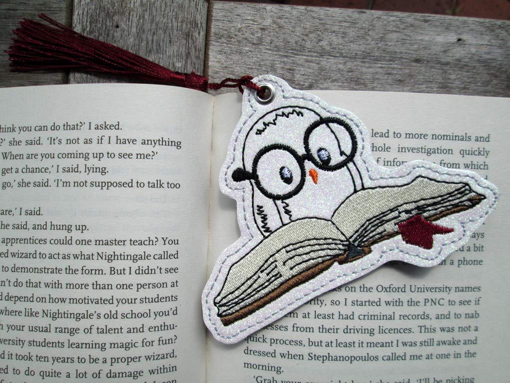 LESEeule Lesezeichen Eule weiß glitzer